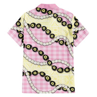 Pink Palaka Hawaii Family Matching Summer Maxi Dress and Hawaiian Shirt Kukui Nut Pikake Lei Hawaiian Tapa Pattern - Polynesian Pride