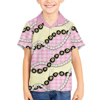 Pink Palaka Hawaii Family Matching Summer Maxi Dress and Hawaiian Shirt Kukui Nut Pikake Lei Hawaiian Tapa Pattern - Polynesian Pride