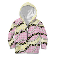 Pink Palaka Hawaii Kid Hoodie Kukui Nut Pikake Lei Hawaiian Tapa Pattern - Polynesian Pride