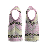 Pink Palaka Hawaii Christmas Knitted V-Neck Vest Kukui Nut Pikake Lei Hawaiian Tapa Pattern - Polynesian Pride