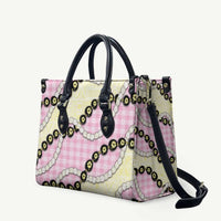 Pink Palaka Hawaii Leather Bag Kukui Nut Pikake Lei Hawaiian Tapa Pattern - Polynesian Pride