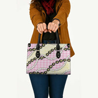 Pink Palaka Hawaii Leather Bag Kukui Nut Pikake Lei Hawaiian Tapa Pattern - Polynesian Pride