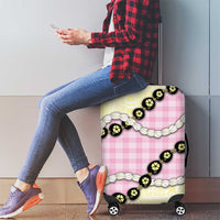 Pink Palaka Hawaii Luggage Cover Kukui Nut Pikake Lei Hawaiian Tapa Pattern - Polynesian Pride