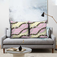 Pink Palaka Hawaii Pillow Cover Kukui Nut Pikake Lei Hawaiian Tapa Pattern - Polynesian Pride