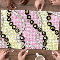 Pink Palaka Hawaii Puzzle Kukui Nut Pikake Lei Hawaiian Tapa Pattern - Polynesian Pride