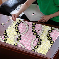 Pink Palaka Hawaii Puzzle Kukui Nut Pikake Lei Hawaiian Tapa Pattern - Polynesian Pride