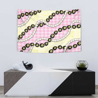 Pink Palaka Hawaii Tapestry Kukui Nut Pikake Lei Hawaiian Tapa Pattern - Polynesian Pride