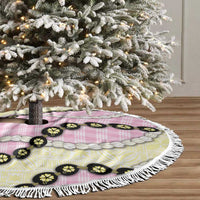 Pink Palaka Hawaii Tree Skirt Kukui Nut Pikake Lei Hawaiian Tapa Pattern - Polynesian Pride