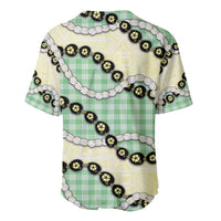 Green Palaka Hawaii Baseball Jersey Kukui Nut Pikake Lei Hawaiian Tapa Pattern LT14 - Polynesian Pride