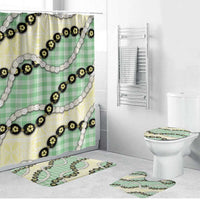 Green Palaka Hawaii Bathroom Set Kukui Nut Pikake Lei Hawaiian Tapa Pattern - Polynesian Pride