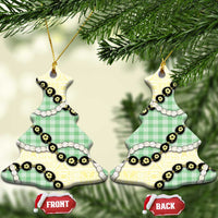 Green Palaka Hawaii Ceramic Ornament Kukui Nut Pikake Lei Hawaiian Tapa Pattern - Polynesian Pride