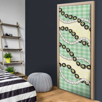 Green Palaka Hawaii Door Cover Kukui Nut Pikake Lei Hawaiian Tapa Pattern - Polynesian Pride