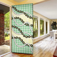 Green Palaka Hawaii Door Cover Kukui Nut Pikake Lei Hawaiian Tapa Pattern - Polynesian Pride