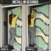 Green Palaka Hawaii Door Cover Kukui Nut Pikake Lei Hawaiian Tapa Pattern - Polynesian Pride