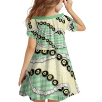 Green Palaka Hawaii Family Matching Off The Shoulder Long Sleeve Dress and Hawaiian Shirt Kukui Nut Pikake Lei Hawaiian Tapa Pattern LT14 - Polynesian Pride