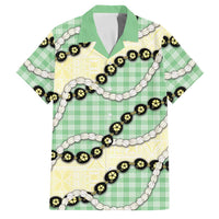 Green Palaka Hawaii Family Matching Off The Shoulder Long Sleeve Dress and Hawaiian Shirt Kukui Nut Pikake Lei Hawaiian Tapa Pattern LT14 Dad's Shirt - Short Sleeve Green - Polynesian Pride