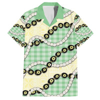 Green Palaka Hawaii Family Matching Puletasi and Hawaiian Shirt Kukui Nut Pikake Lei Hawaiian Tapa Pattern - Polynesian Pride