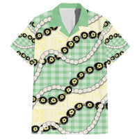 Green Palaka Hawaii Family Matching Short Sleeve Bodycon Dress and Hawaiian Shirt Kukui Nut Pikake Lei Hawaiian Tapa Pattern - Polynesian Pride