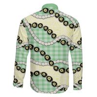 Green Palaka Hawaii Family Matching Tank Maxi Dress and Hawaiian Shirt Kukui Nut Pikake Lei Hawaiian Tapa Pattern LT14 - Polynesian Pride