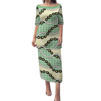 Green Palaka Hawaii Puletasi Kukui Nut Pikake Lei Hawaiian Tapa Pattern - Polynesian Pride