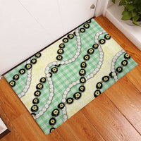 Green Palaka Hawaii Rubber Doormat Kukui Nut Pikake Lei Hawaiian Tapa Pattern - Polynesian Pride