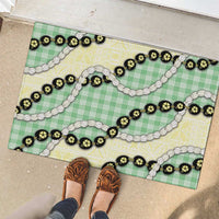 Green Palaka Hawaii Rubber Doormat Kukui Nut Pikake Lei Hawaiian Tapa Pattern - Polynesian Pride