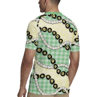 Green Palaka Hawaii Rugby Jersey Kukui Nut Pikake Lei Hawaiian Tapa Pattern - Polynesian Pride