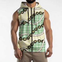Green Palaka Hawaii Sleeveless Zip Hoodie Kukui Nut Pikake Lei Hawaiian Tapa Pattern LT14 - Polynesian Pride