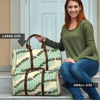 Green Palaka Hawaii Travel Bag Kukui Nut Pikake Lei Hawaiian Tapa Pattern - Polynesian Pride