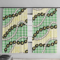Green Palaka Hawaii Window Curtain Kukui Nut Pikake Lei Hawaiian Tapa Pattern - Polynesian Pride
