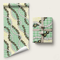 Green Palaka Hawaii Wrapping Paper Kukui Nut Pikake Lei Hawaiian Tapa Pattern - Polynesian Pride