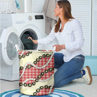 Red Palaka Hawaii Laundry Basket Kukui Nut Pikake Lei Hawaiian Tapa Pattern - Polynesian Pride