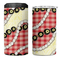 Red Palaka Hawaii 4 in 1 Can Cooler Tumbler Kukui Nut Pikake Lei Hawaiian Tapa Pattern LT14 One Size: 16 oz Red - Polynesian Pride