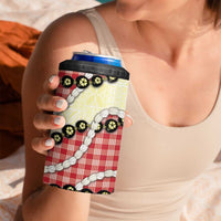 Red Palaka Hawaii 4 in 1 Can Cooler Tumbler Kukui Nut Pikake Lei Hawaiian Tapa Pattern LT14 - Polynesian Pride