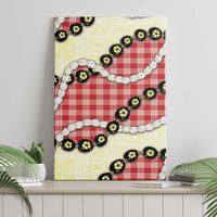 Red Palaka Hawaii Canvas Wall Art Kukui Nut Pikake Lei Hawaiian Tapa Pattern - Polynesian Pride
