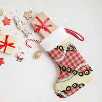 Red Palaka Hawaii Christmas Stocking Kukui Nut Pikake Lei Hawaiian Tapa Pattern - Polynesian Pride