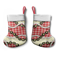 Red Palaka Hawaii Christmas Stocking Kukui Nut Pikake Lei Hawaiian Tapa Pattern - Polynesian Pride