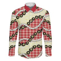 Red Palaka Hawaii Family Matching Off The Shoulder Long Sleeve Dress and Hawaiian Shirt Kukui Nut Pikake Lei Hawaiian Tapa Pattern LT14 Dad's Shirt - Long Sleeve Red - Polynesian Pride