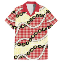 Red Palaka Hawaii Family Matching Summer Maxi Dress and Hawaiian Shirt Kukui Nut Pikake Lei Hawaiian Tapa Pattern - Polynesian Pride
