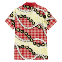 Red Palaka Hawaii Family Matching Summer Maxi Dress and Hawaiian Shirt Kukui Nut Pikake Lei Hawaiian Tapa Pattern - Polynesian Pride