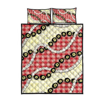 Red Palaka Hawaii Quilt Bed Set Kukui Nut Pikake Lei Hawaiian Tapa Pattern - Polynesian Pride