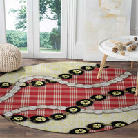 Red Palaka Hawaii Round Carpet Kukui Nut Pikake Lei Hawaiian Tapa Pattern - Polynesian Pride