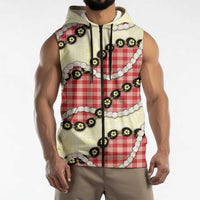 Red Palaka Hawaii Sleeveless Zip Hoodie Kukui Nut Pikake Lei Hawaiian Tapa Pattern LT14 - Polynesian Pride
