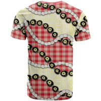 Red Palaka Hawaii T Shirt Kukui Nut Pikake Lei Hawaiian Tapa Pattern LT14 - Polynesian Pride