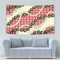 Red Palaka Hawaii Tapestry Kukui Nut Pikake Lei Hawaiian Tapa Pattern - Polynesian Pride