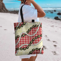 Red Palaka Hawaii Tote Bag Kukui Nut Pikake Lei Hawaiian Tapa Pattern - Polynesian Pride