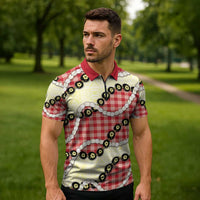 Red Palaka Hawaii Zipper Polo Shirt Kukui Nut Pikake Lei Hawaiian Tapa Pattern - Polynesian Pride