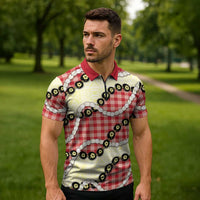 Red Palaka Hawaii Zipper Polo Shirt Kukui Nut Pikake Lei Hawaiian Tapa Pattern LT14 - Polynesian Pride