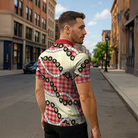 Red Palaka Hawaii Zipper Polo Shirt Kukui Nut Pikake Lei Hawaiian Tapa Pattern LT14 - Polynesian Pride