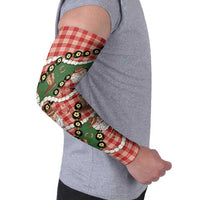 Cowboy Hawaii Mele Kalikimaka Arm Sleeves Paniolo Kukui Nut Pikake Lei Red Version - Polynesian Pride